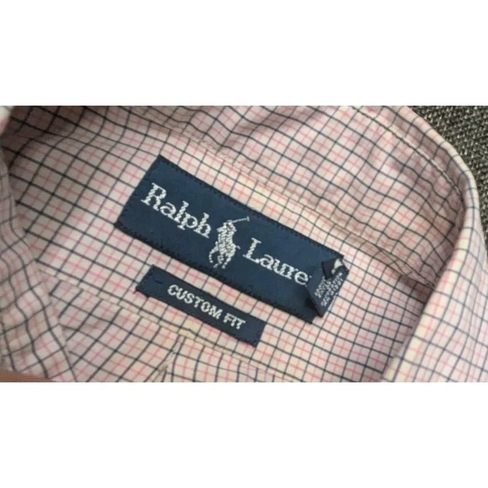 Ralph Lauren Polo Oxford Button Down Shirt Mens 15 1/2 39 Peach Custom Fit Pony